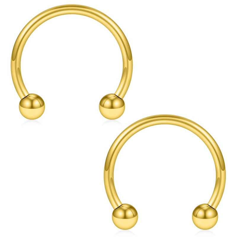 SCERRING 8PCS 16G Stainless Steel Nose Septum Horseshoe Earring Eyebrow Septum Lip Helix Tragus Cartilage Piercing Ring 6mm,8mm,10mm,12mm - Gold - Image 3